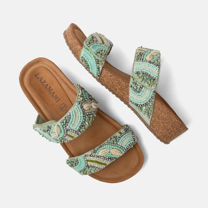 Dagmar Damen Leder-Pantoletten Mint