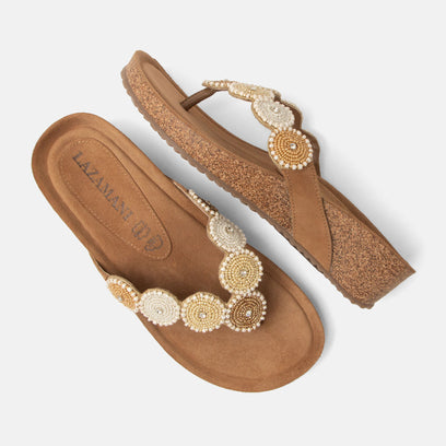 Mare Damen Wildleder-Zehentrenner Beige