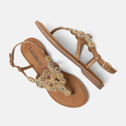 Dante Damen Leder-Sandalen Beige