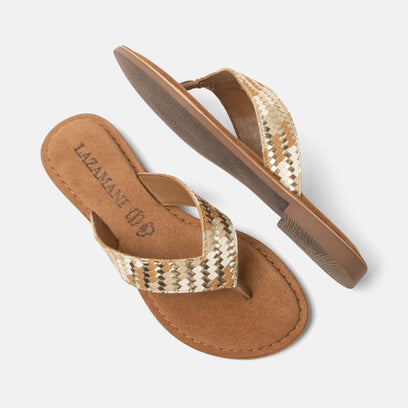 Tess Damen Leder-Zehentrenner Beige