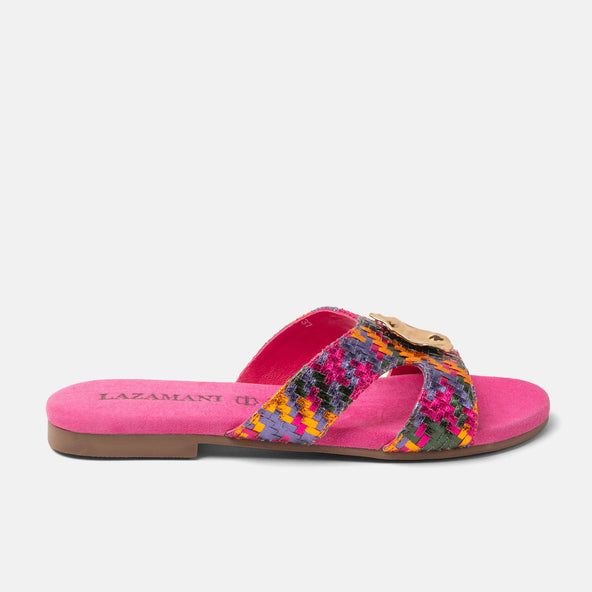 Hailey Damen Leder-Pantoletten Fuxia