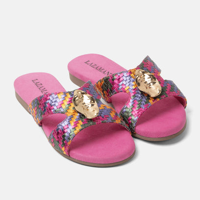Hailey Damen Leder-Pantoletten Fuxia
