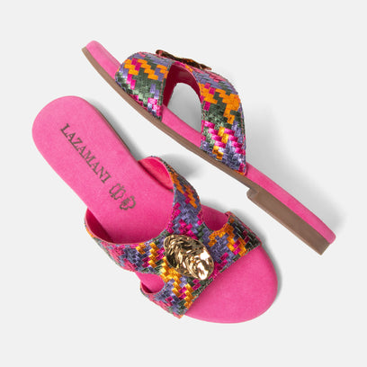Hailey Damen Leder-Pantoletten Fuxia
