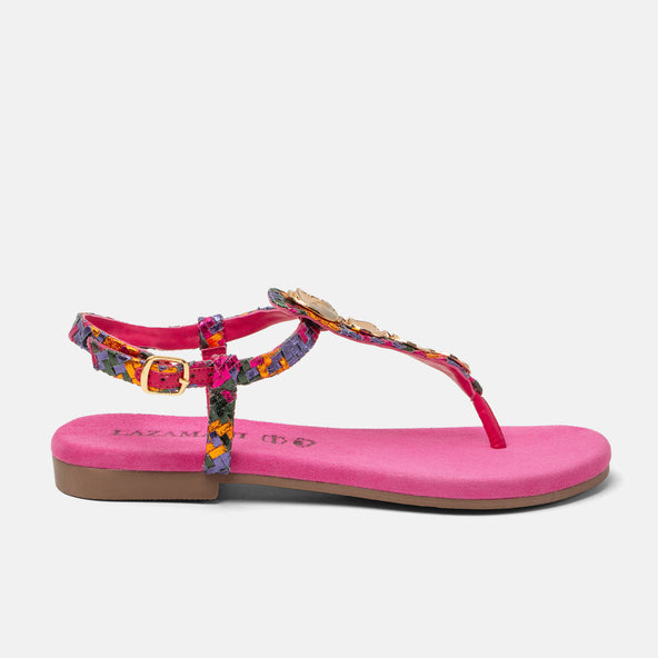 Lynn Damen Leder-Sandalen Fuxia