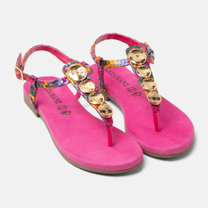Lynn Damen Leder-Sandalen Fuxia
