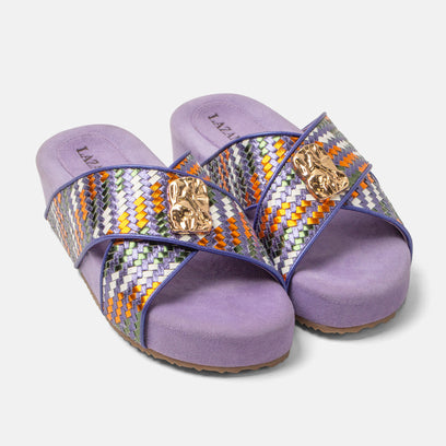 Lizzy Damen Leder-Pantoletten Lilac