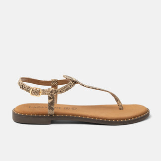Ayla Damen Leder-Sandalen Beige