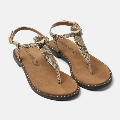 Ayla Damen Leder-Sandalen Beige