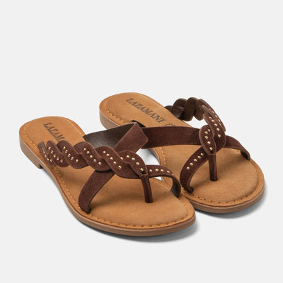 Lena Damen Wildleder-Zehentrenner Brown