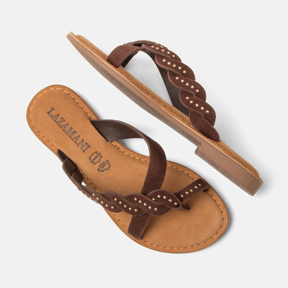 Lena Damen Wildleder-Zehentrenner Brown