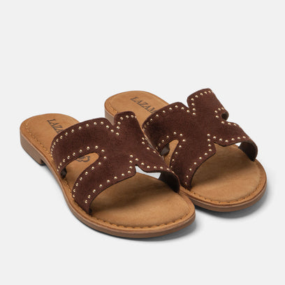 Lina Damen Wildleder-Pantoletten Brown