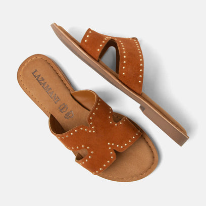 Lina Damen Wildleder-Pantoletten Tan