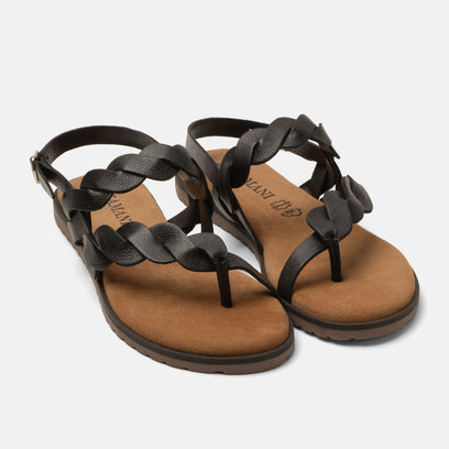 Jona Damen Leder-Sandalen Black