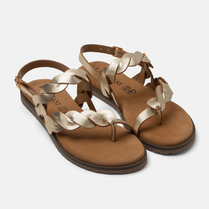 Jona Damen Leder-Sandalen Gold