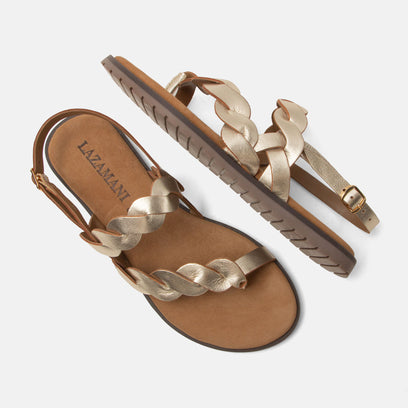 Jona Damen Leder-Sandalen Gold