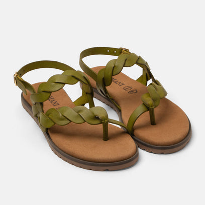 Jona Damen Leder-Sandalen Green
