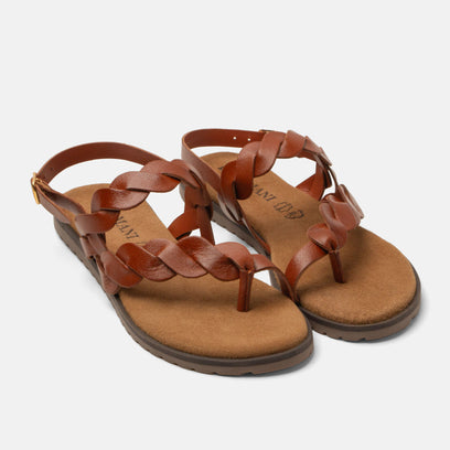 Jona Damen Leder-Sandalen Tan