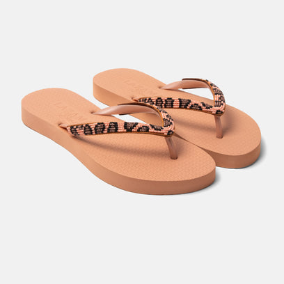 Lanzarote Beach Damen Flip Flops Leopard Peach