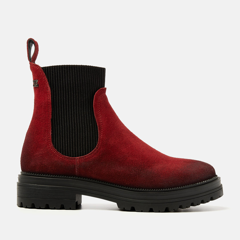 Beau Damen Wildleder Chelsea-Boots Red