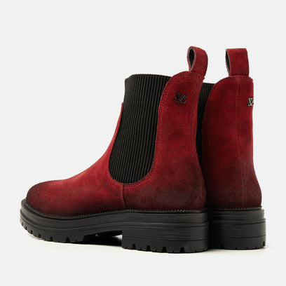 Beau Damen Wildleder Chelsea-Boots Red