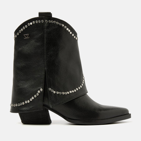 Isa Damen Leder Stiefeletten Black