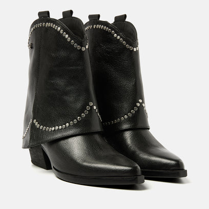 Isa Damen Leder Stiefeletten Black