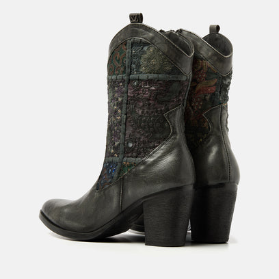 Marthe Damen Leder-Stiefeletten Silver