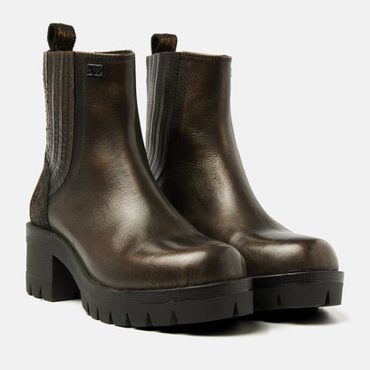 Fey Damen Leder Chelsea-Boots Bronze