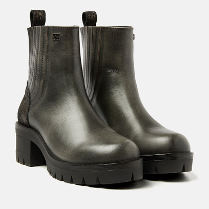 Fey Damen Leder Chelsea-Boots Pewter