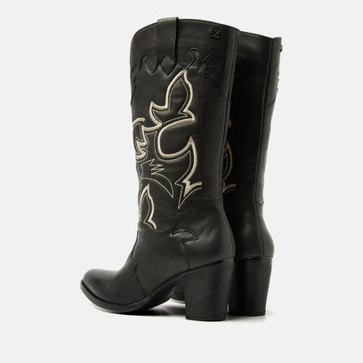 Ariane Damen Leder Cowboy-Stiefel Black