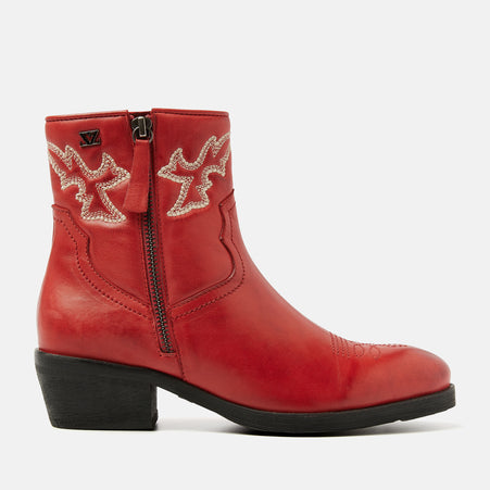 Solange Damen Leder Cowboy-Stiefeletten Red