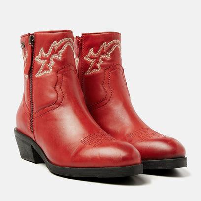 Solange Damen Leder Cowboy-Stiefeletten Red