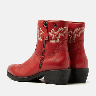 Solange Damen Leder Cowboy-Stiefeletten Red