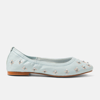 Gracia Damen Leder-Ballerinas Blue