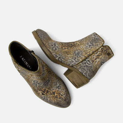 Sara Damen Wildleder-Stiefeletten Khaki/Leo