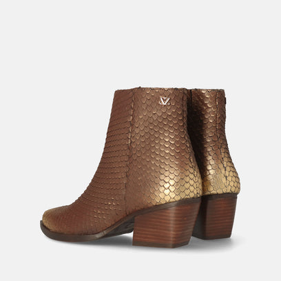 Phoebe Damen Leder-Stiefeletten Gold/Brown