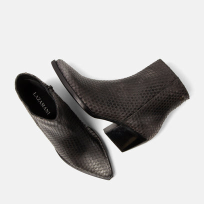 Phoebe Damen Leder-Stiefeletten Silver/Black