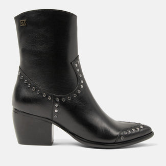 Kylie Damen Leder-Stiefeletten Black