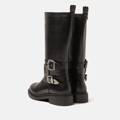 Clover Damen Leder-Stiefel Black
