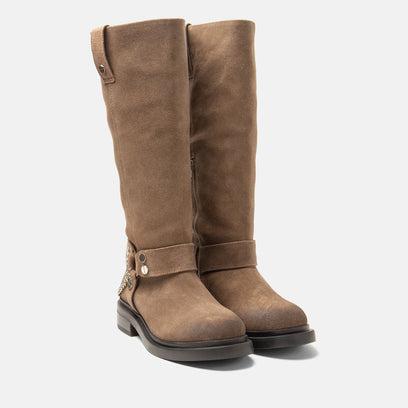Leslie Damen Wildleder-Stiefel Taupe