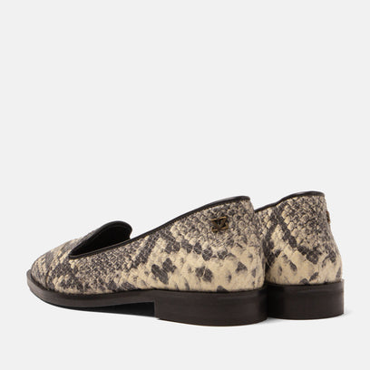 Flora Damen Leder-Loafers Offwhite