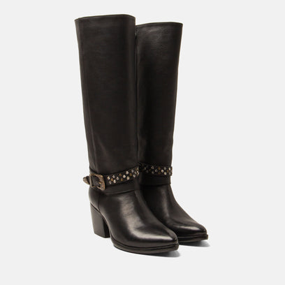 Jet Damen Leder-Stiefel Black