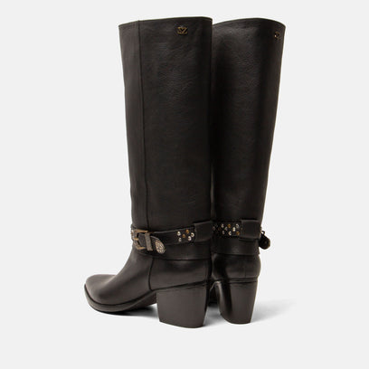 Jet Damen Leder-Stiefel Black