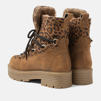 Desi Damen Wildleder-Schnürboots Tan/Leo