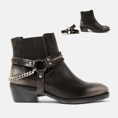 Emmi Damen Leder-Stiefeletten Pewter