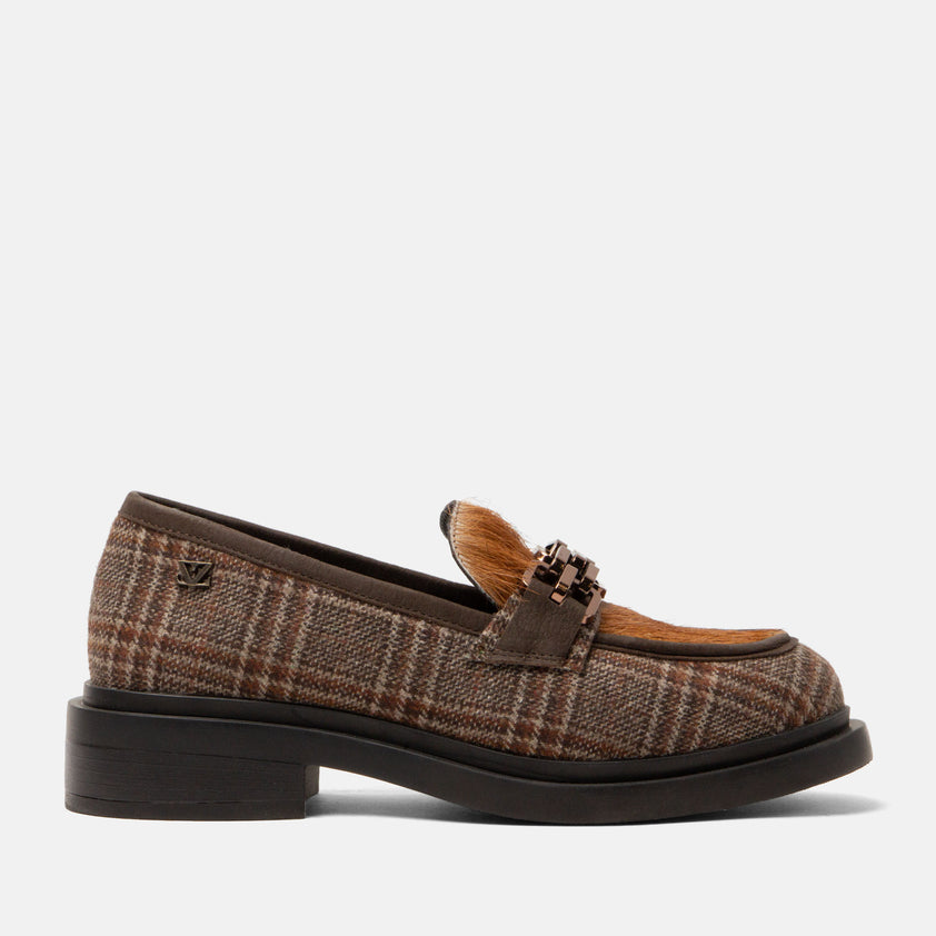 Oxford Damen Loafer Tartan Cognac