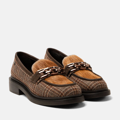Oxford Damen Loafer Tartan Cognac