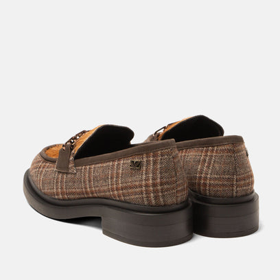 Oxford Damen Loafer Tartan Cognac