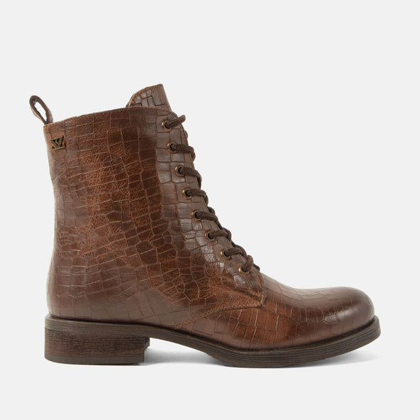 Nella Damen Leder-Schnürboots Black