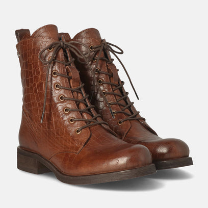 Nella Damen Leder-Schnürboots Black